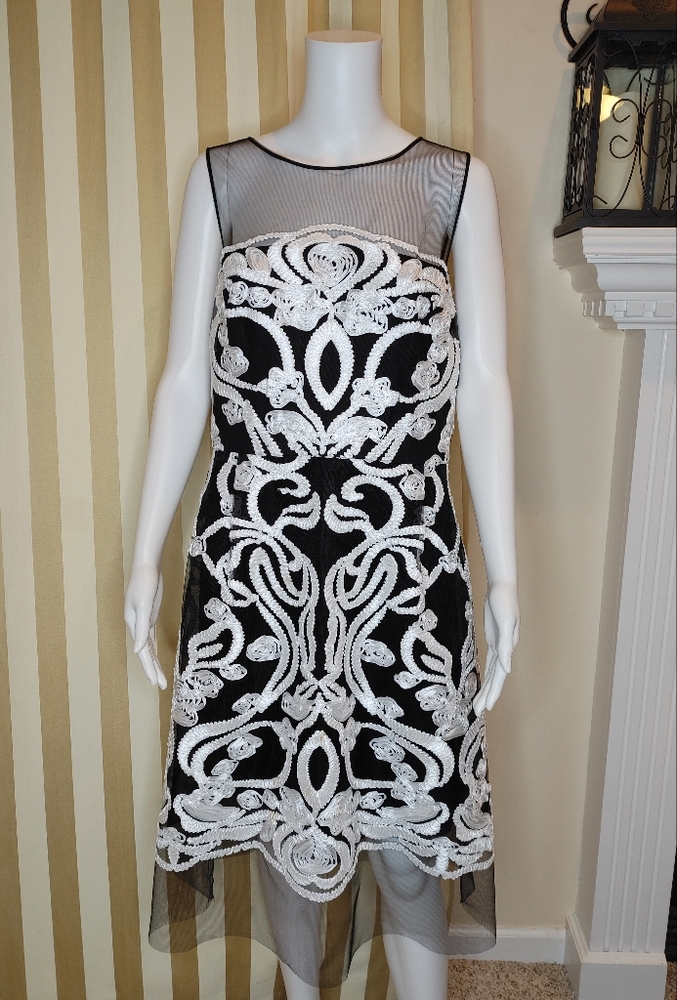 JULIA JORDAN EMBROIDERED ILLUSION COCKTAIL DRESS 12 - Picture 1 of 9
